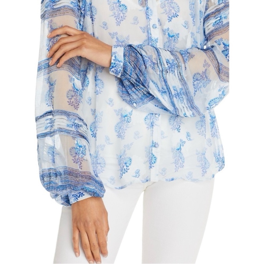 HEMANT AND NANDITA Blue/White Boho Top With Camisole Size Large $275 - Picture 10 of 16